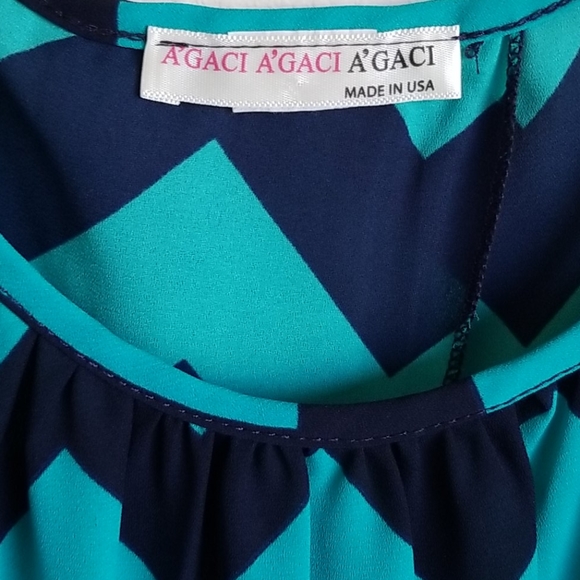 A'gaci Tied Back Blouse Black/Green - Picture 3 of 10